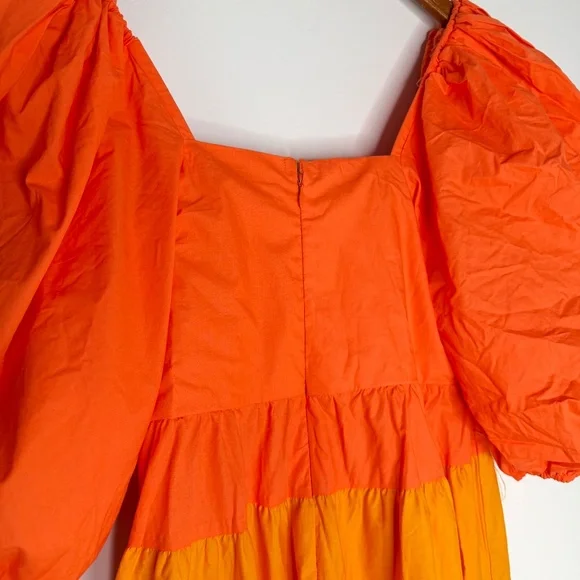 Farm Rio Puff Sleeve Colorblock Maxi Dress XS - Picture 7 of 8